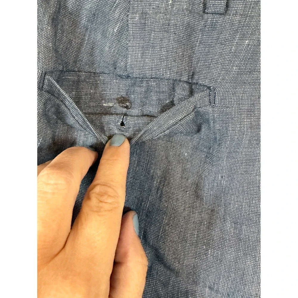 Banana Republic Slim Fit Linen Blend Pants Blue 30x30 Flat Front Trouser Coastal